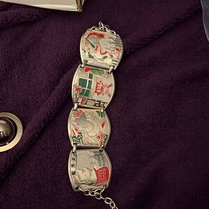 Silver and Green Heraldic Bracelet tagged “made in West Germany”